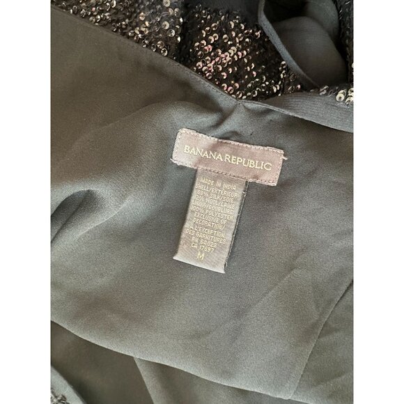 BANANA REPUBLIC Black Sequin Silk Blend Tank Top Size M - Picture 2 of 7
